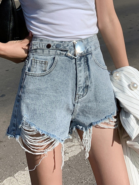 Blugi casual cu motive rupte pentru femei