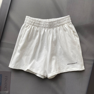 Pantaloni scurți casual cu inscripție și talie elastică