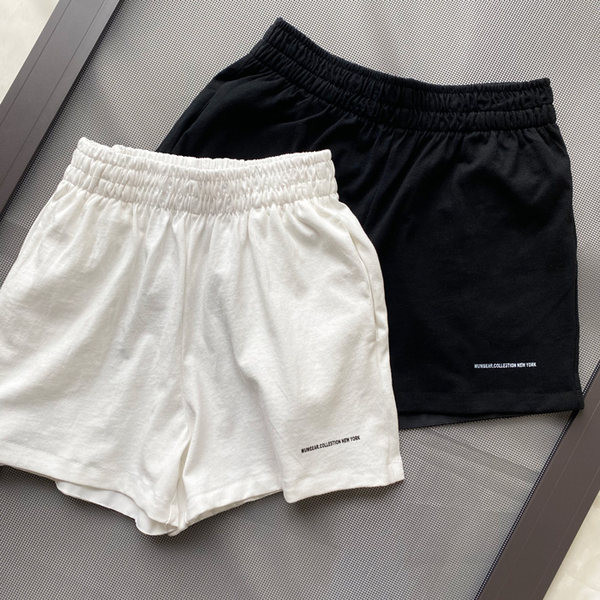 Pantaloni scurți casual cu inscripție și talie elastică