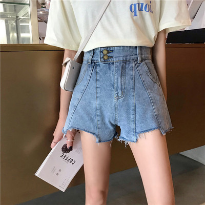 Pantaloni scurți casual de damă din denim cu talie înaltă