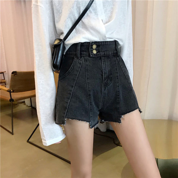 Pantaloni scurți casual de damă din denim cu talie înaltă