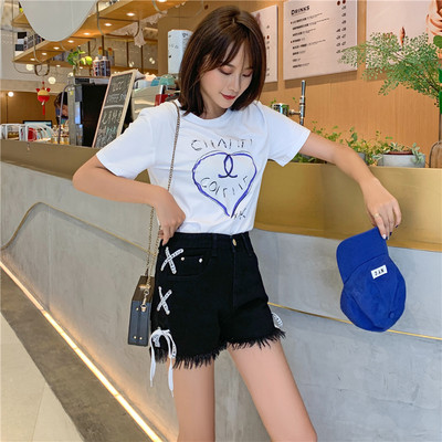 Ikdienas sieviešu šorti ar džinsa saitēm