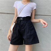 Casual τζιν παντελόνι με ψηλή μέση - μαύρο χρώμα