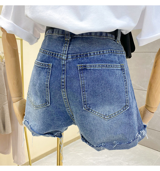 Pantaloni scurți casual din denim cu talie înaltă pentru femei