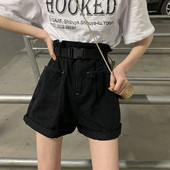 Ikdienas sieviešu šorti - ar augstu vidukli un kabatām