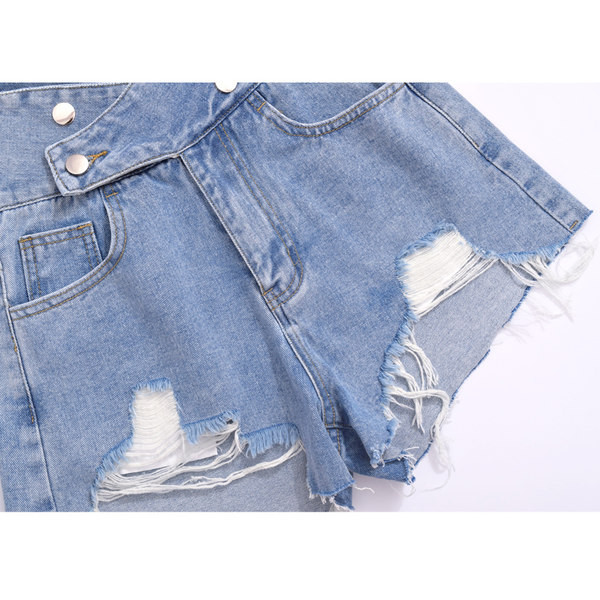 Blugi scurti de dama cu talie inalta - model rupt