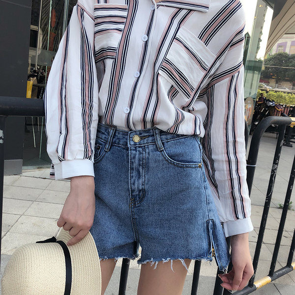 Casual τζιν σορτς με φερμουάρ και ψηλή μέση