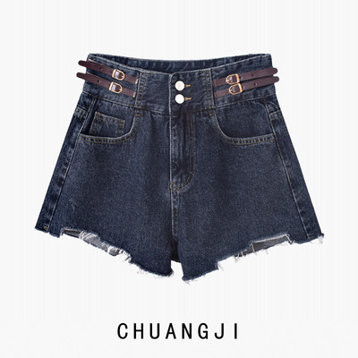 Pantaloni scurți de denim de vară de damă cu talie înaltă