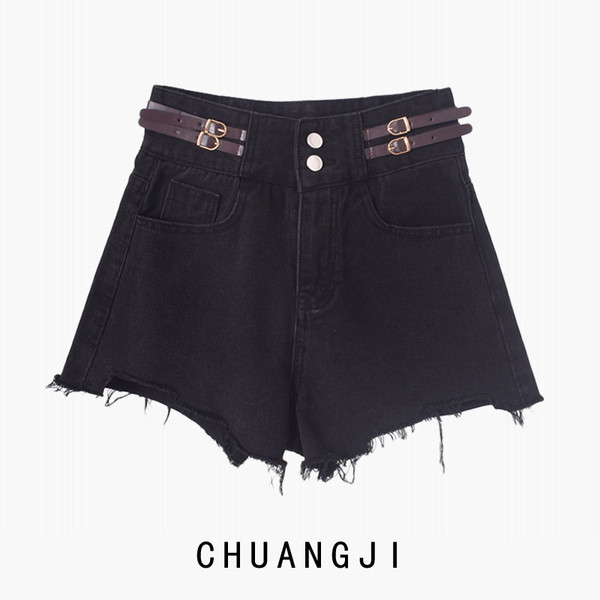 Pantaloni scurți de denim de vară de damă cu talie înaltă