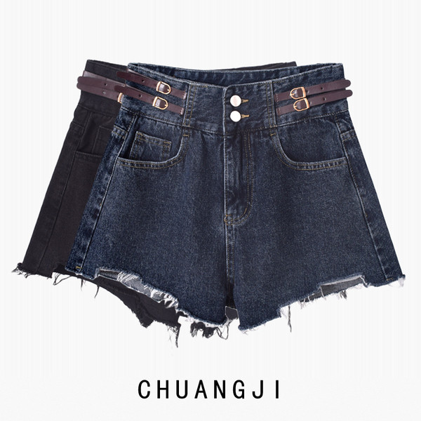 Pantaloni scurți de denim de vară de damă cu talie înaltă