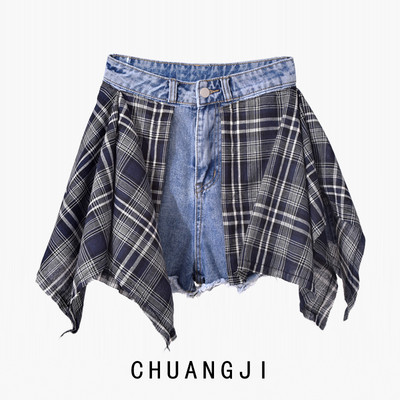 Γυναικεία σορτς καρό με ψηλή μέση