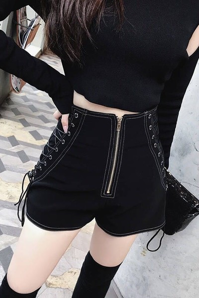 Pantaloni scurți model nou cu cravate și fermoar