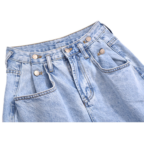 Γυναικεία σορτς τζιν με ψηλή μέση - μπλε χρώμα