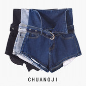 Kratke traperice s visokim strukom i traper remenom