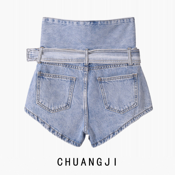 Kratke traperice s visokim strukom i traper remenom