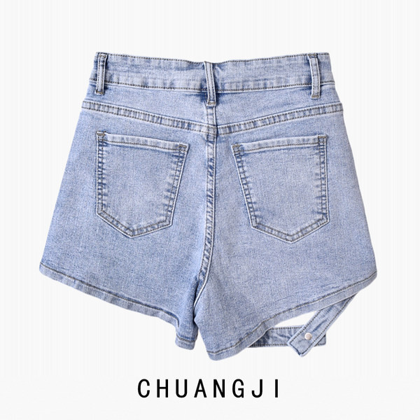 Νέο μοντέλο κοντό τζιν με κουμπιά για γυναίκες