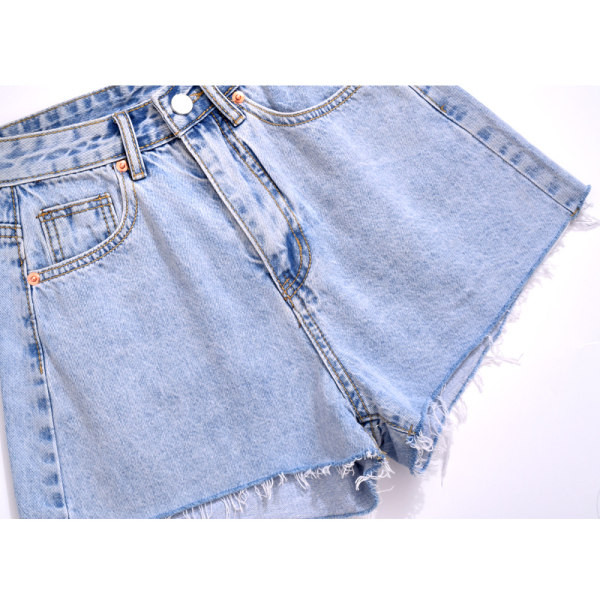 Blugi scurti de dama cu talie inalta si element rupt