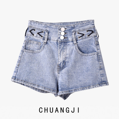 Ženske kratke hlače s visokim strukom i vezicama