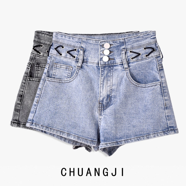 Ženske kratke hlače s visokim strukom i vezicama