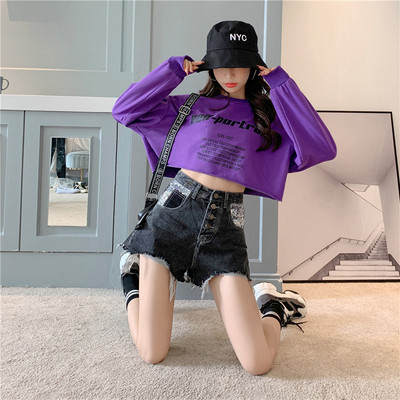 Ženske ležerne kratke hlače visokog struka i šljokica