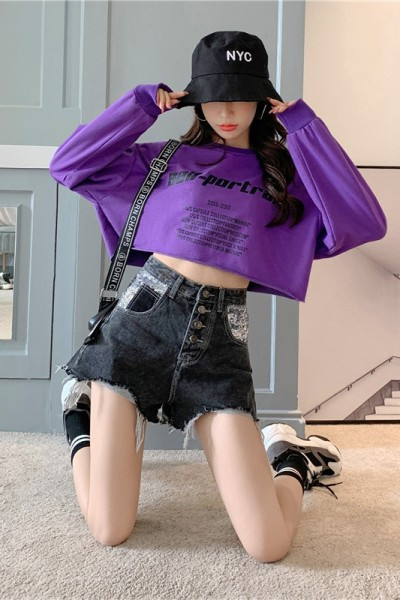 Ženske ležerne kratke hlače visokog struka i šljokica