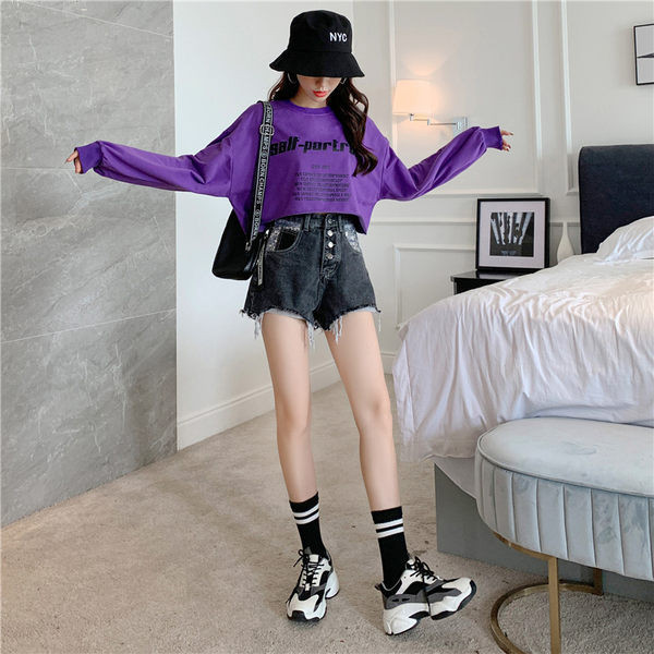 Ženske ležerne kratke hlače visokog struka i šljokica