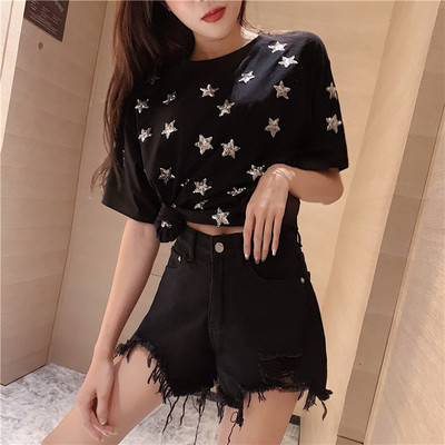 Pantaloni scurți de damă cu motive rupte