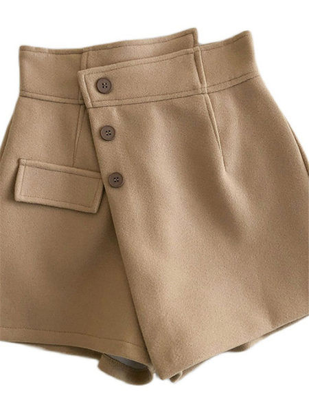 Pantaloni scurți de damă cu nasturi și linie A