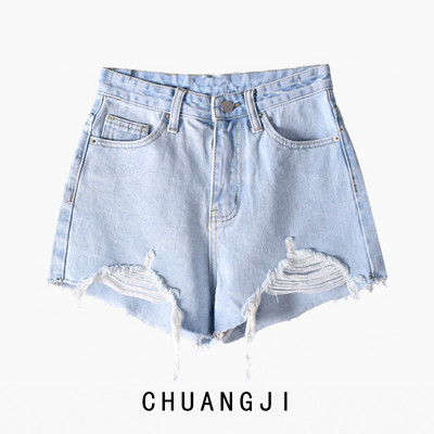 Γυναικεία σορτς με ψηλή μέση και σχισμένο μοτίβο