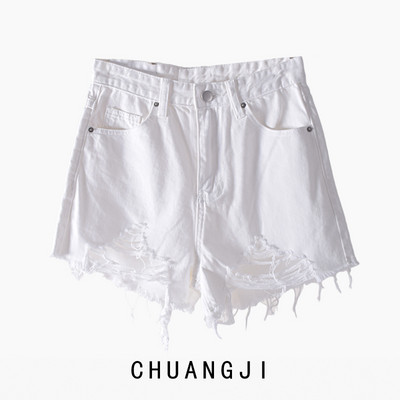 Γυναικεία σορτς με ψηλή μέση και σχισμένο μοτίβο