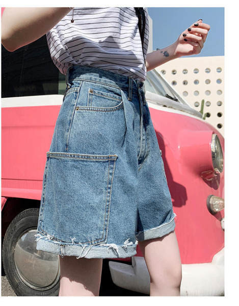 Ležérne džínsy s vreckami - široký model