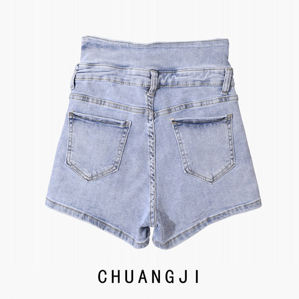 Kratke ženske traperice s visokim strukom i džepovima