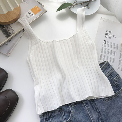 Ženska majica bez rukava jednobojni model s četvrtastim izrezom