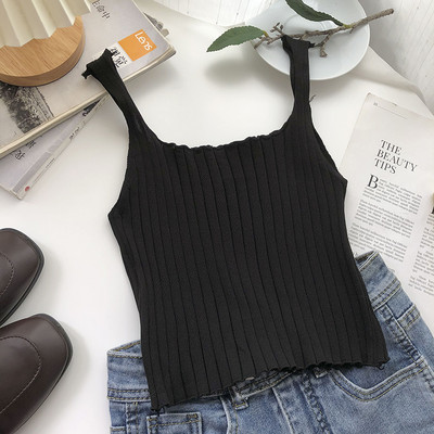 Ženska majica bez rukava jednobojni model s četvrtastim izrezom