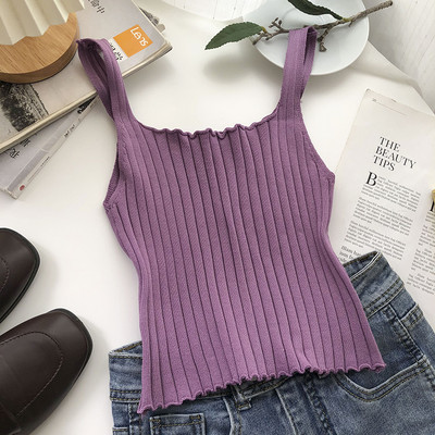 Ženska majica bez rukava jednobojni model s četvrtastim izrezom