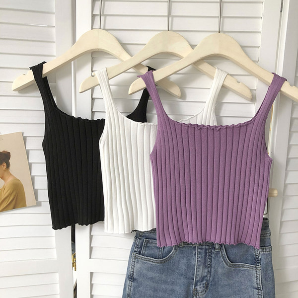 Ženska majica bez rukava jednobojni model s četvrtastim izrezom