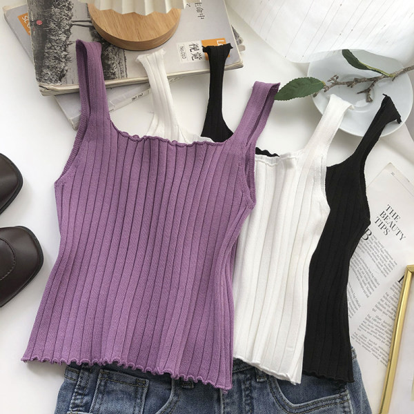 Ženska majica bez rukava jednobojni model s četvrtastim izrezom