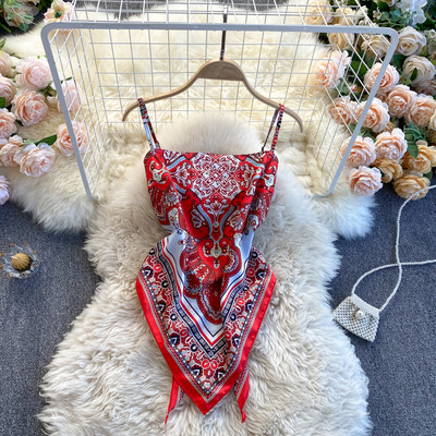 Πολύχρωμο γυναικείο  αμάνικο μπλουζάκι με λεπτά λουράκια - διάφορα μοντέλα