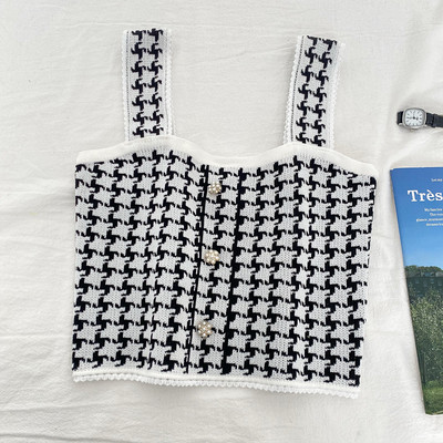 Novi model kratke ženske majice bez rukava sa širokim naramenicama i gumbima u više boja