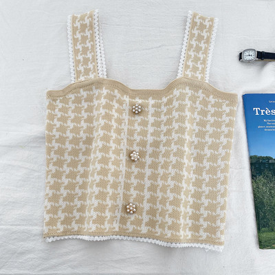 Novi model kratke ženske majice bez rukava sa širokim naramenicama i gumbima u više boja