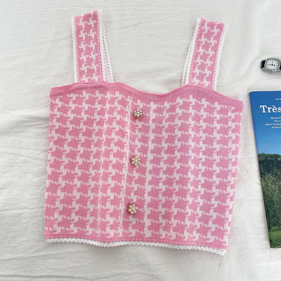 Novi model kratke ženske majice bez rukava sa širokim naramenicama i gumbima u više boja