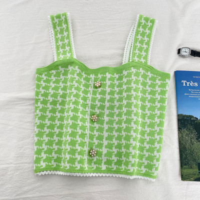 Novi model kratke ženske majice bez rukava sa širokim naramenicama i gumbima u više boja