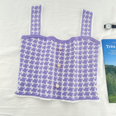 Novi model kratke ženske majice bez rukava sa širokim naramenicama i gumbima u više boja