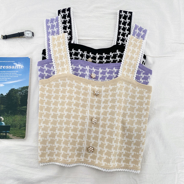 Novi model kratke ženske majice bez rukava sa širokim naramenicama i gumbima u više boja