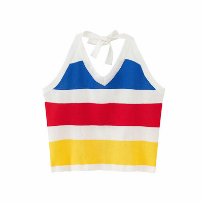 Pletena majica na pruge s golim leđima