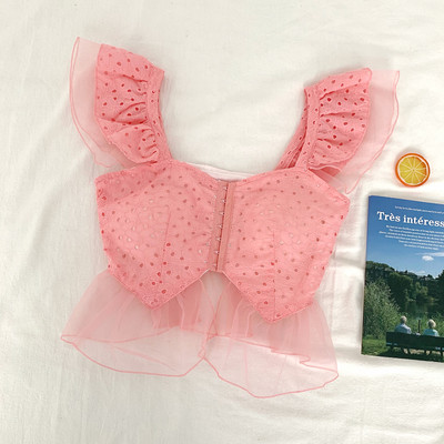 Maieu modern de damă cu tul și bretele largi