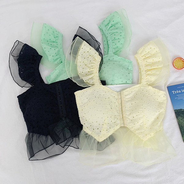 Maieu modern de damă cu tul și bretele largi