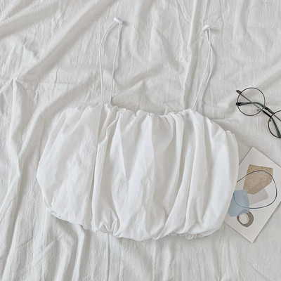 Καθημερινή κοντή γυναικεία αμάνικι μπλούζα με τιραντάκια σε διάφορα χρώματα