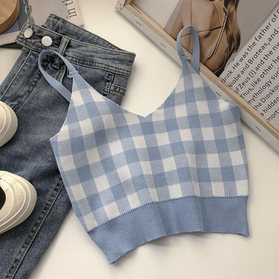 Νέο γυναικείο καρό φανελάκι με λαιμόκοψη