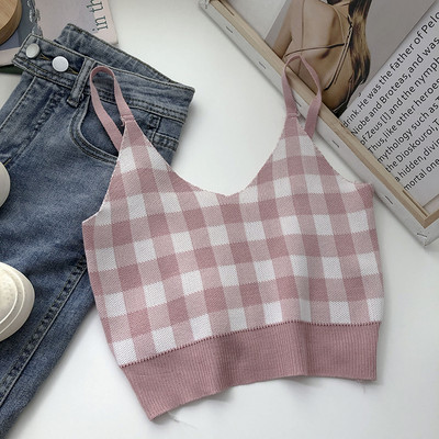 Νέο γυναικείο καρό φανελάκι με λαιμόκοψη